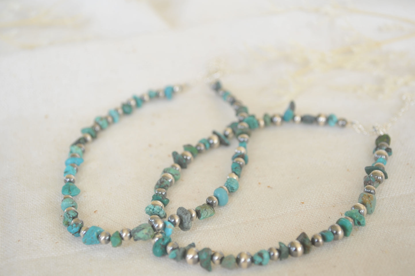 The Navajo Pearl + Turquoise Anklets