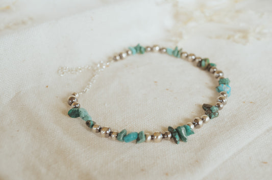 The 4mm + 5mm Turquoise + Navajo Pearl Bracelet