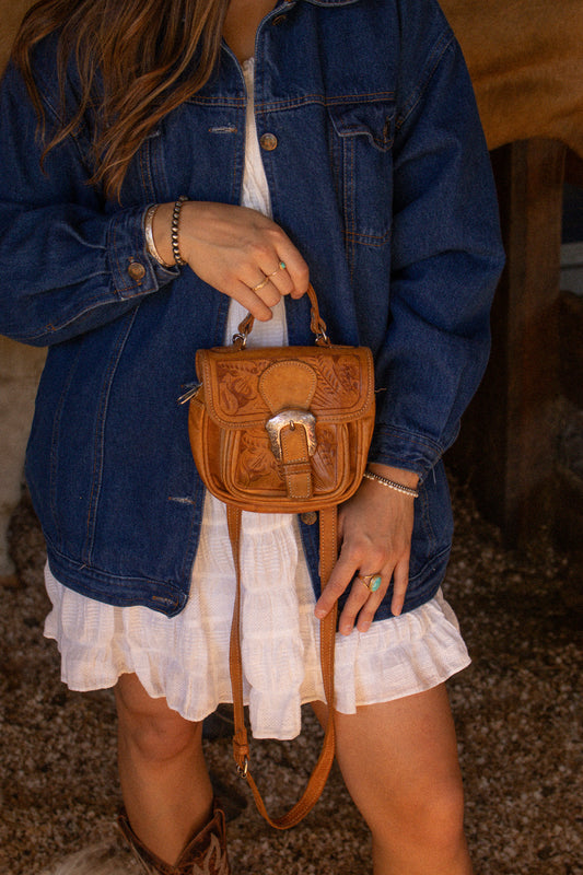 The Mesa Mini Tooled Leather Bag